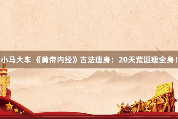 小马大车 《黄帝内经》古法瘦身:20天荒诞瘦全身!