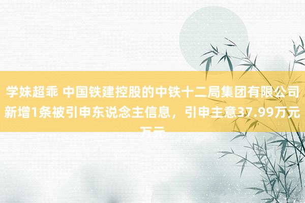 学妹超乖 中国铁建控股的中铁十二局集团有限公司新增1条被引申东说念主信息，引申主意37.99万元
