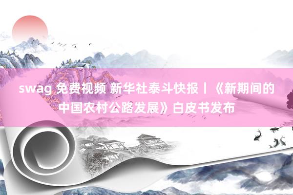 swag 免费视频 新华社泰斗快报丨《新期间的中国农村公路发展》白皮书发布