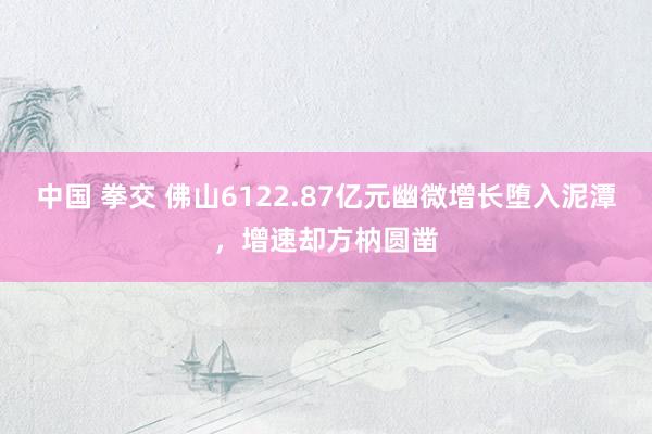 中国 拳交 佛山6122.87亿元幽微增长堕入泥潭，增速却方枘圆凿