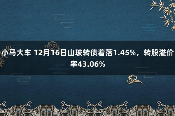 小马大车 12月16日山玻转债着落1.45%,转股溢价率43.06%