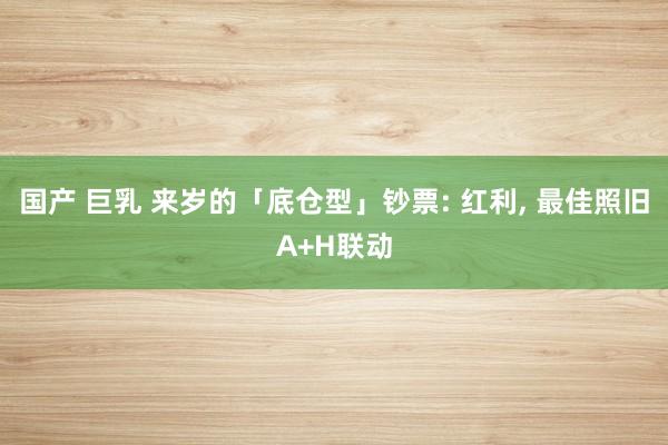 国产 巨乳 来岁的「底仓型」钞票: 红利， 最佳照旧A+H联动