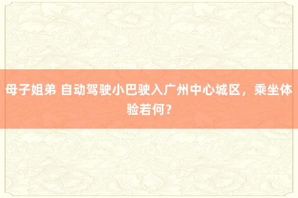 母子姐弟 自动驾驶小巴驶入广州中心城区，乘坐体验若何？