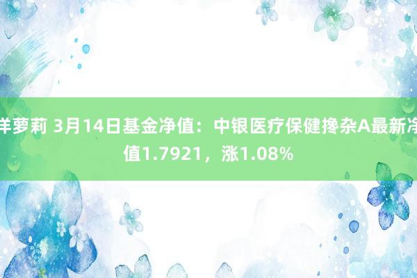 洋萝莉 3月14日基金净值：中银医疗保健搀杂A最新净值1.7921，涨1.08%