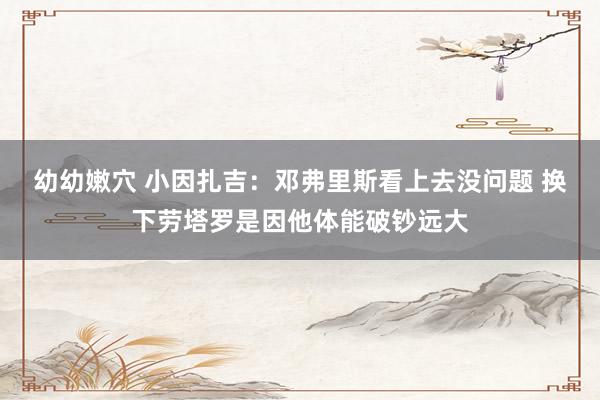 幼幼嫩穴 小因扎吉：邓弗里斯看上去没问题 换下劳塔罗是因他体能破钞远大