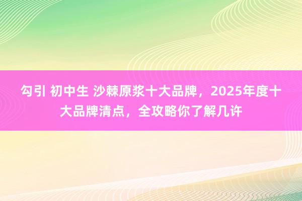 勾引 初中生 沙棘原浆十大品牌，2025年度十大品牌清点，全攻略你了解几许