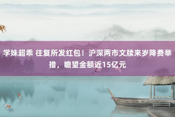 学妹超乖 往复所发红包！沪深两市文牍来岁降费举措，瞻望金额近15亿元