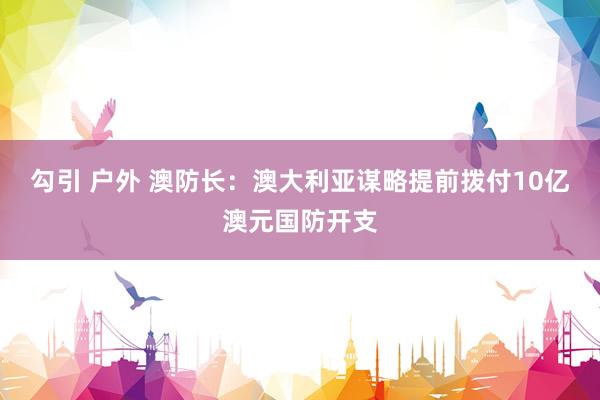 勾引 户外 澳防长：澳大利亚谋略提前拨付10亿澳元国防开支