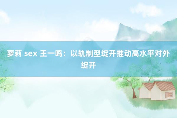 萝莉 sex 王一鸣：以轨制型绽开推动高水平对外绽开